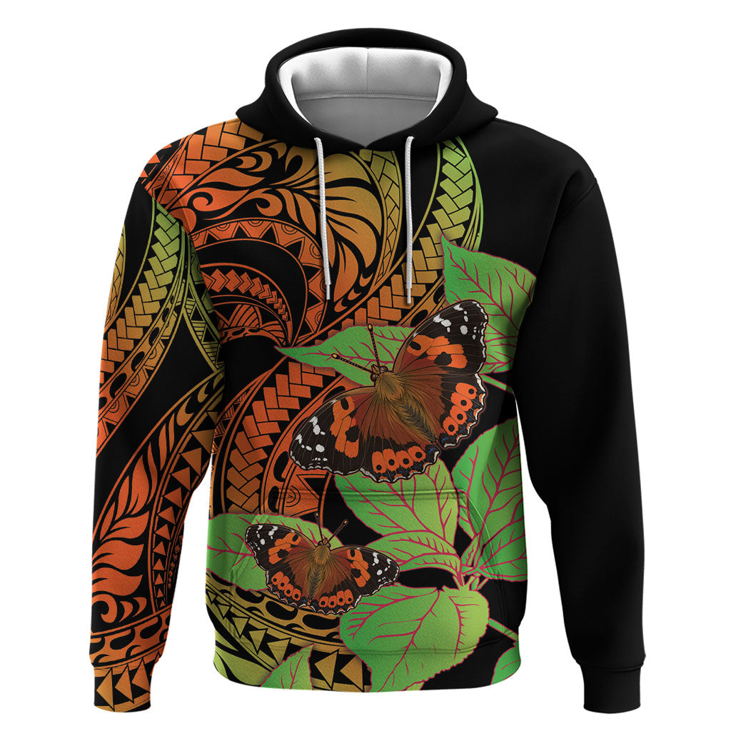 Kamehameha Butterfly Hawaii Hoodie Hawaiian Pulelehua Mamaki Orange Green Color