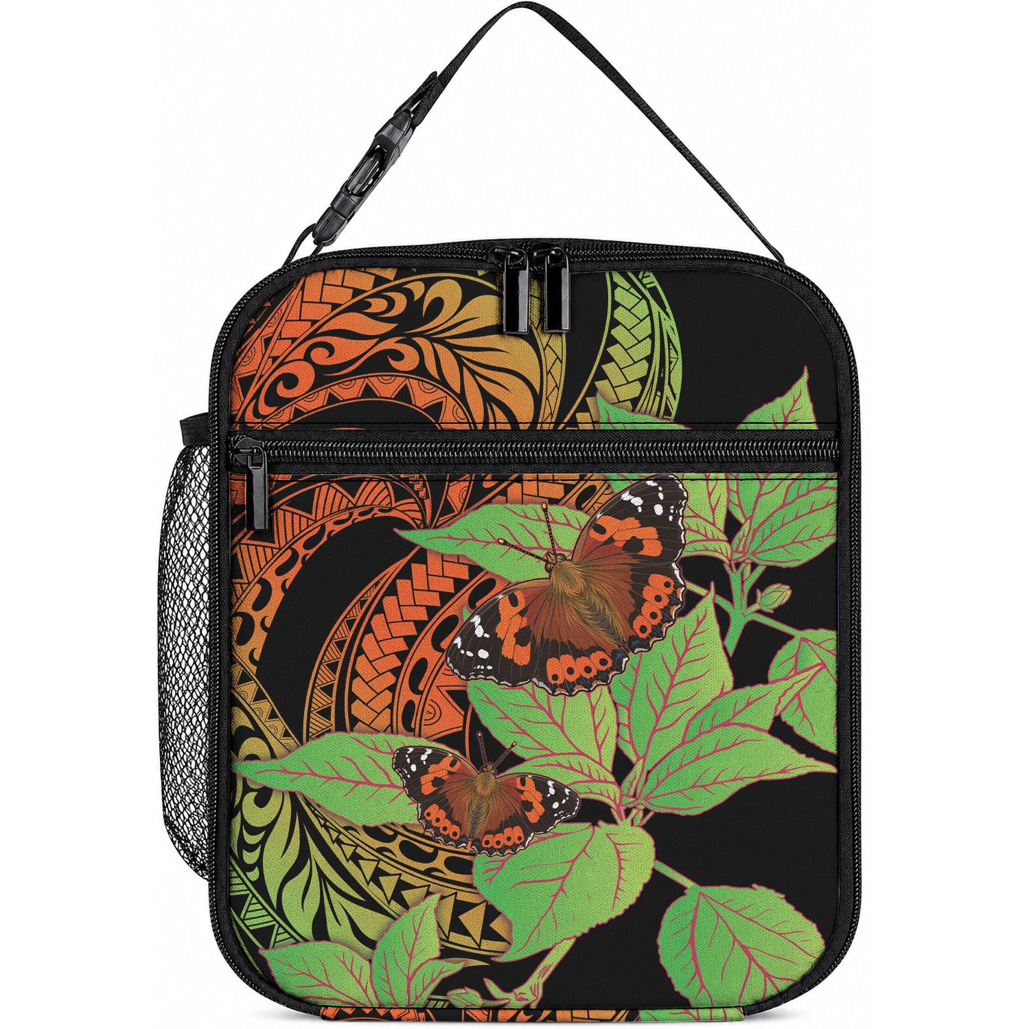 Kamehameha Butterfly Hawaii Lunch Bag Hawaiian Pulelehua Mamaki Orange Green Color