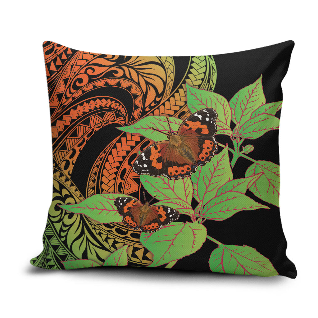 Kamehameha Butterfly Hawaii Pillow Cover Hawaiian Pulelehua Mamaki Orange Green Color LT14 Multicolor - Polynesian Pride