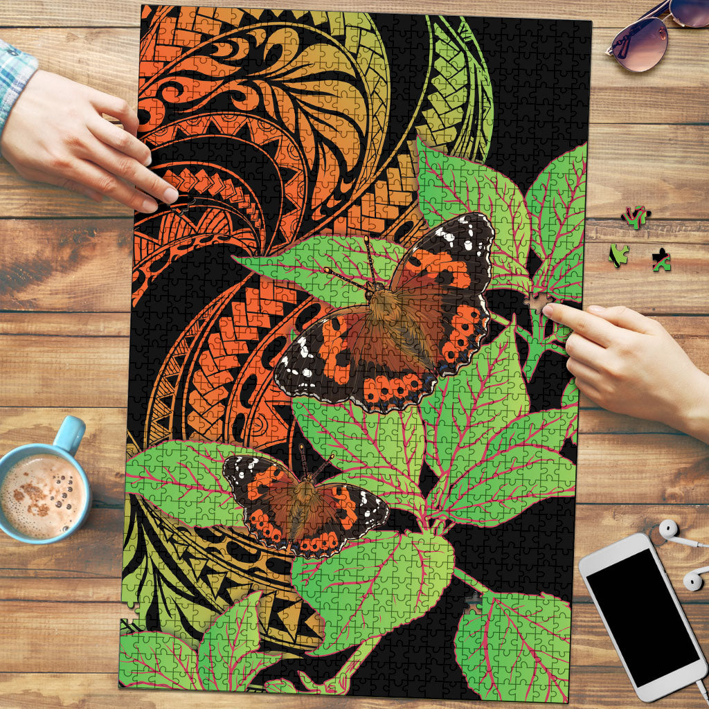 Kamehameha Butterfly Hawaii Puzzle Hawaiian Pulelehua Mamaki Orange Green Color