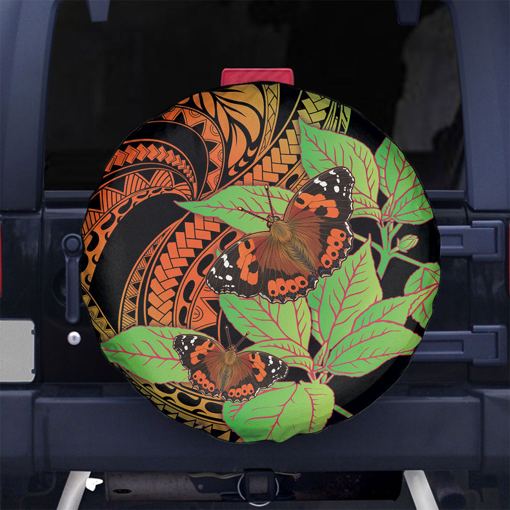 Kamehameha Butterfly Hawaii Spare Tire Cover Hawaiian Pulelehua Mamaki Orange Green Color