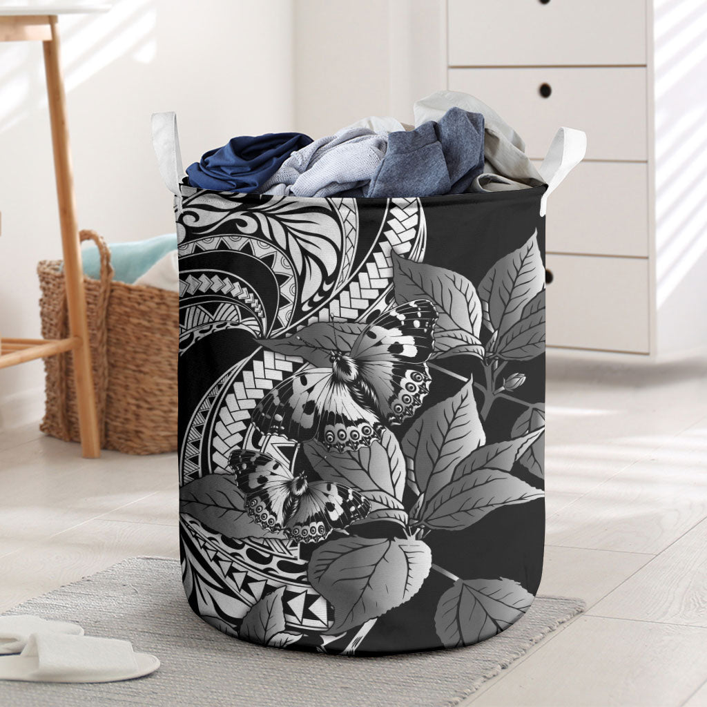 Kamehameha Butterfly Hawaii Laundry Basket Hawaiian Pulelehua Mamaki Black Color LT14 Black - Polynesian Pride