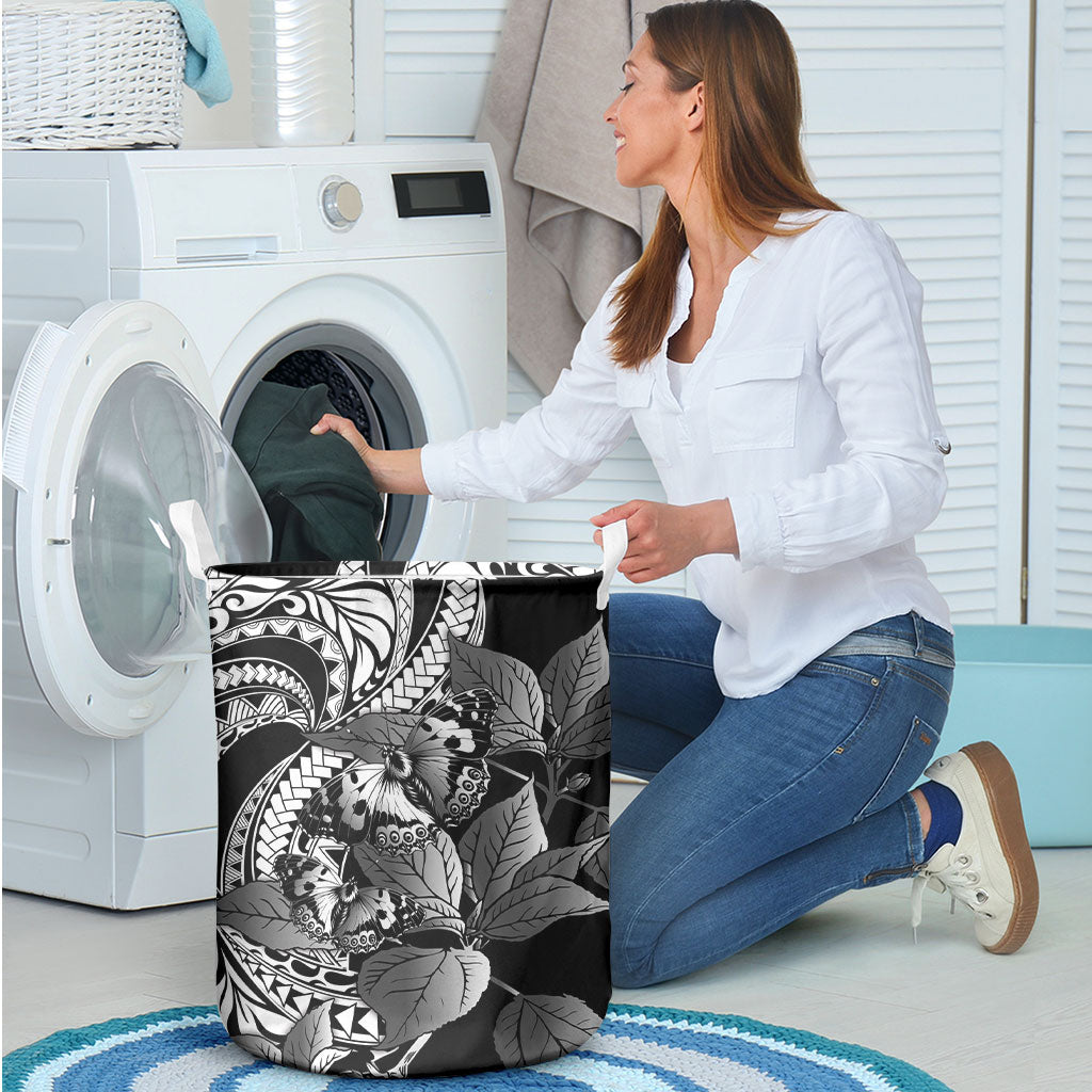 Kamehameha Butterfly Hawaii Laundry Basket Hawaiian Pulelehua Mamaki Black Color LT14 - Polynesian Pride
