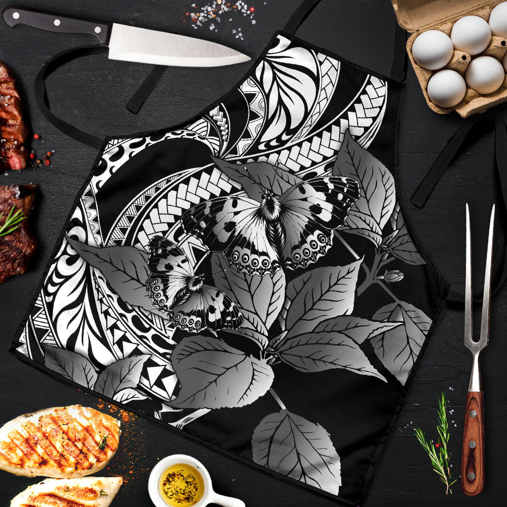 Kamehameha Butterfly Hawaii Apron Hawaiian Pulelehua Mamaki Black Color