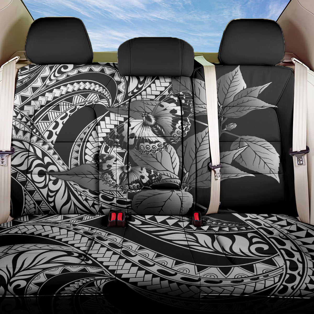 Kamehameha Butterfly Hawaii Back Car Seat Cover Hawaiian Pulelehua Mamaki Black Color LT14 One Size Black - Polynesian Pride