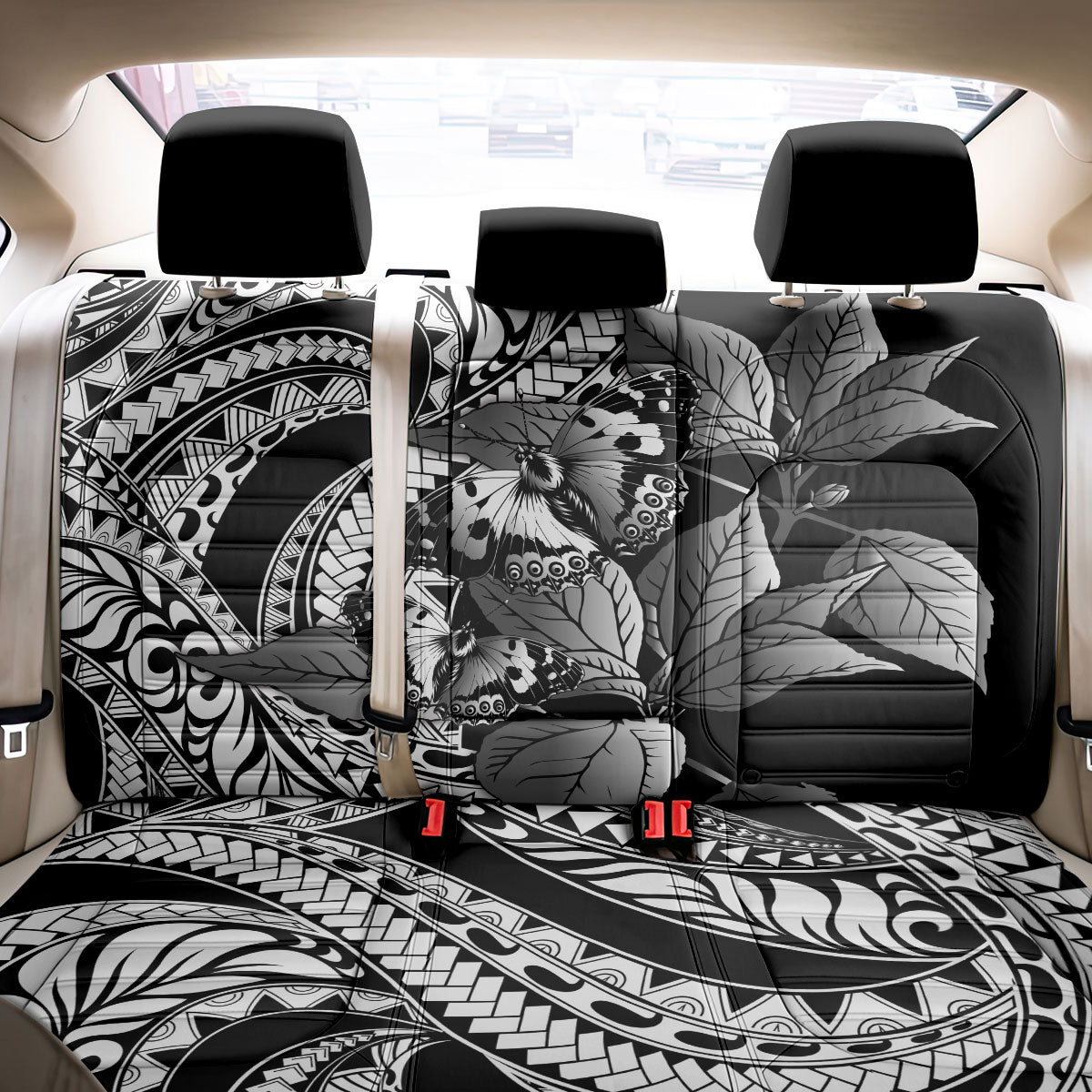 Kamehameha Butterfly Hawaii Back Car Seat Cover Hawaiian Pulelehua Mamaki Black Color