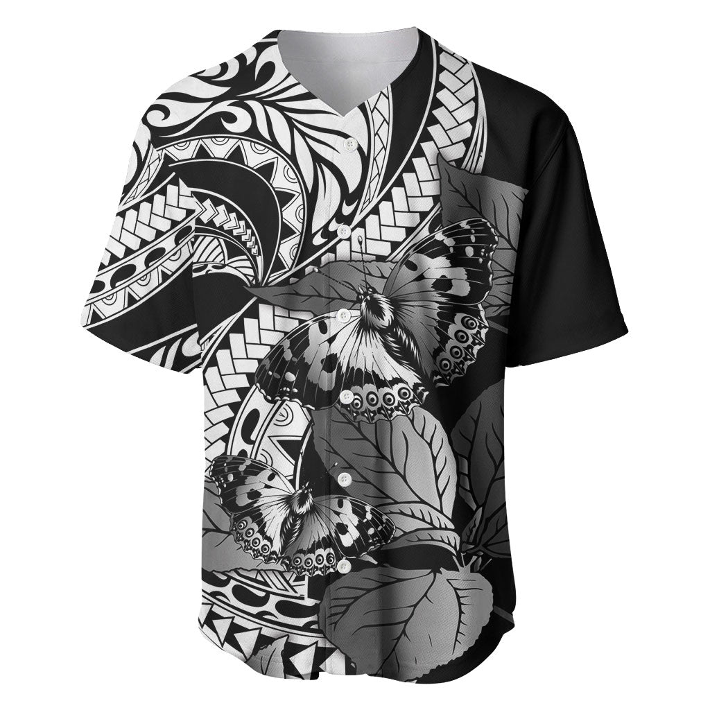 Kamehameha Butterfly Hawaii Baseball Jersey Hawaiian Pulelehua Mamaki Black Color LT14 Black - Polynesian Pride