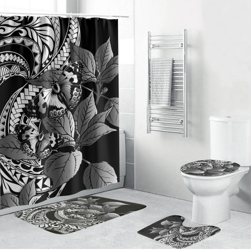 Kamehameha Butterfly Hawaii Bathroom Set Hawaiian Pulelehua Mamaki Black Color LT14 Bathroom Set (4 pcs) Black - Polynesian Pride