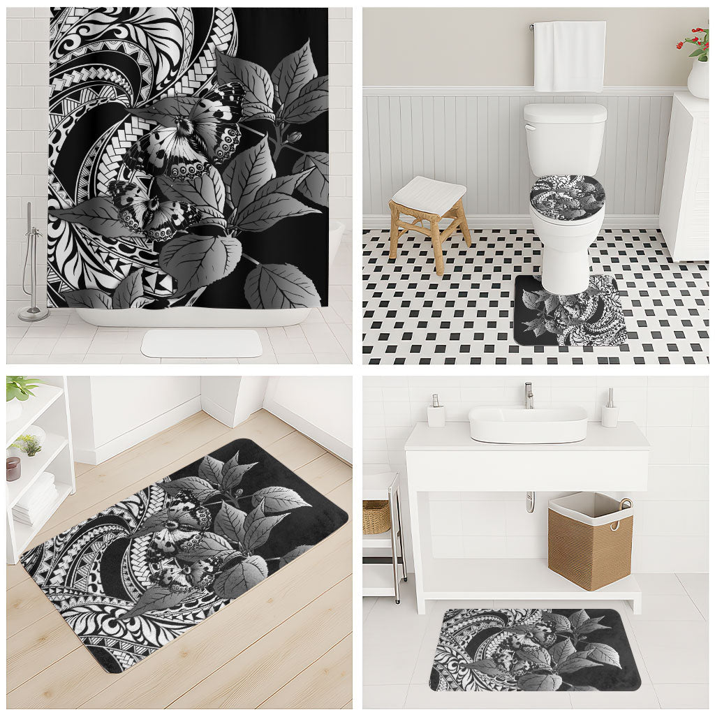 Kamehameha Butterfly Hawaii Bathroom Set Hawaiian Pulelehua Mamaki Black Color LT14 - Polynesian Pride