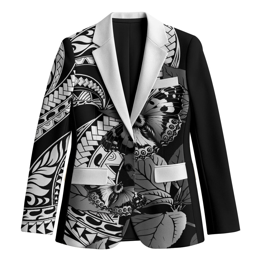 Kamehameha Butterfly Hawaii Blazer Hawaiian Pulelehua Mamaki Black Color LT14 Unisex Black - Polynesian Pride