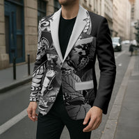 Kamehameha Butterfly Hawaii Blazer Hawaiian Pulelehua Mamaki Black Color