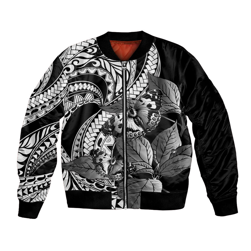 Kamehameha Butterfly Hawaii Bomber Jacket Hawaiian Pulelehua Mamaki Black Color