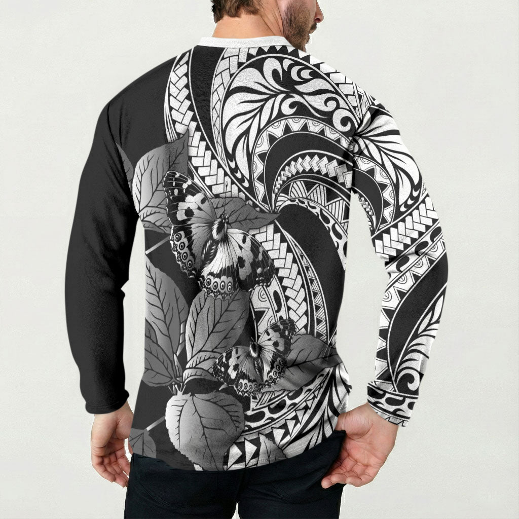 Kamehameha Butterfly Hawaii Button Sweatshirt Hawaiian Pulelehua Mamaki Black Color