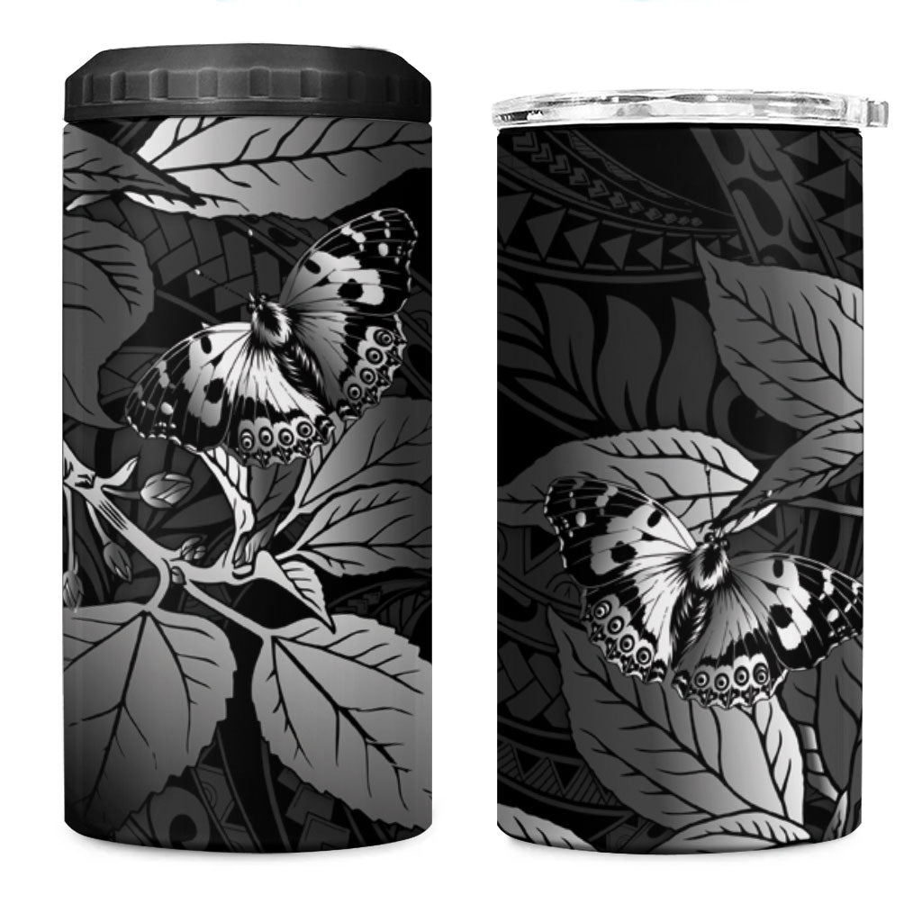Kamehameha Butterfly Hawaii 4 in 1 Can Cooler Tumbler Hawaiian Pulelehua Mamaki Black Color