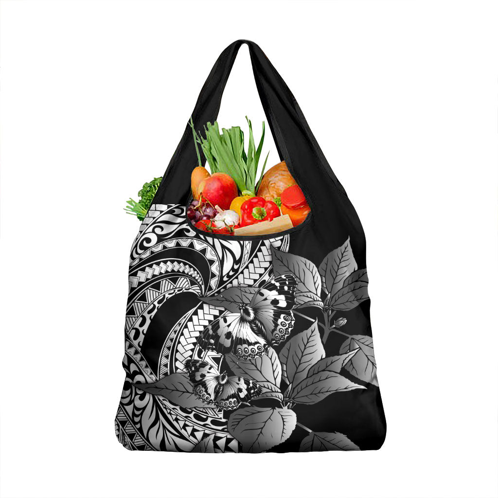 Kamehameha Butterfly Hawaii Grocery Bag Hawaiian Pulelehua Mamaki Black Color LT14 1-pack One Size Black - Polynesian Pride