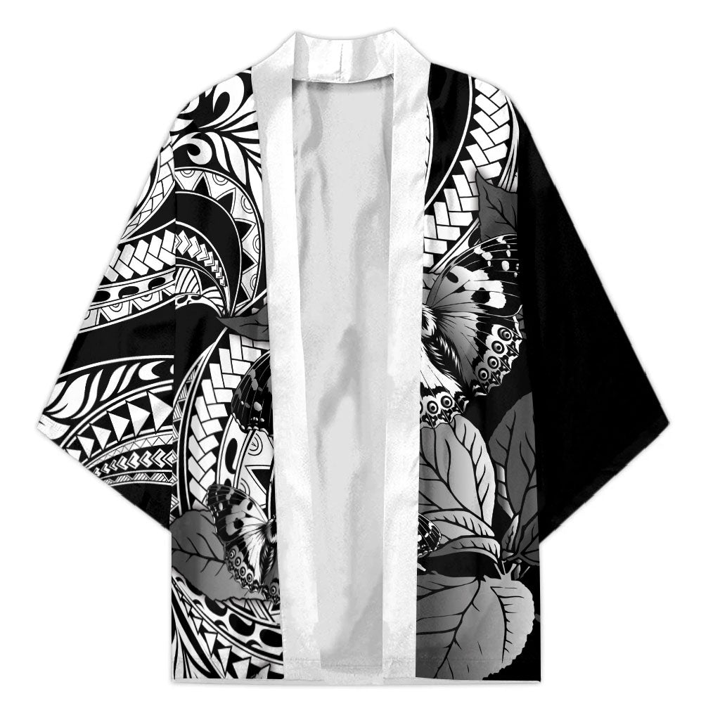 Kamehameha Butterfly Hawaii Kimono Hawaiian Pulelehua Mamaki Black Color LT14 Unisex Black - Polynesian Pride