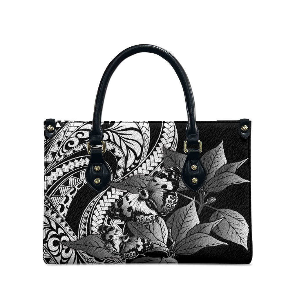 Kamehameha Butterfly Hawaii Leather Bag Hawaiian Pulelehua Mamaki Black Color LT14 - Polynesian Pride