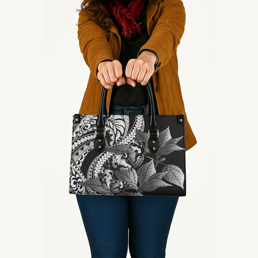 Kamehameha Butterfly Hawaii Leather Bag Hawaiian Pulelehua Mamaki Black Color LT14 - Polynesian Pride