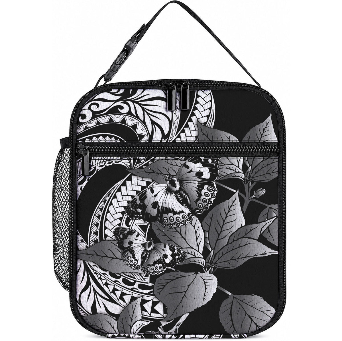 Kamehameha Butterfly Hawaii Lunch Bag Hawaiian Pulelehua Mamaki Black Color LT14 10.2 × 8.3 × 4.3 inch Black - Polynesian Pride