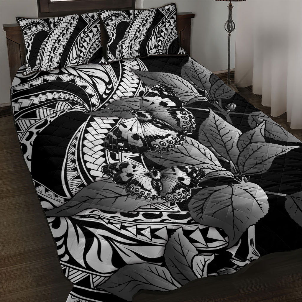 Kamehameha Butterfly Hawaii Quilt Bed Set Hawaiian Pulelehua Mamaki Black Color LT14 Black - Polynesian Pride