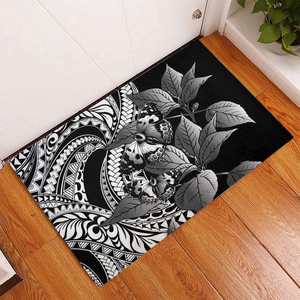 Kamehameha Butterfly Hawaii Rubber Doormat Hawaiian Pulelehua Mamaki Black Color LT14 - Polynesian Pride