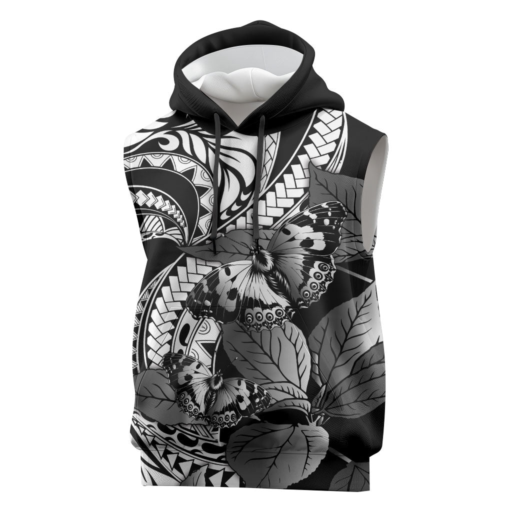 Kamehameha Butterfly Hawaii Sleeveless Hoodie Hawaiian Pulelehua Mamaki Black Color LT14 Black - Polynesian Pride