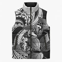 Kamehameha Butterfly Hawaii Sleeveless Puffer Jacket Hawaiian Pulelehua Mamaki Black Color LT14 Unisex Black - Polynesian Pride