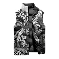 Kamehameha Butterfly Hawaii Sleeveless Puffer Jacket Hawaiian Pulelehua Mamaki Black Color LT14 - Polynesian Pride
