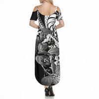Kamehameha Butterfly Hawaii Summer Maxi Dress Hawaiian Pulelehua Mamaki Black Color