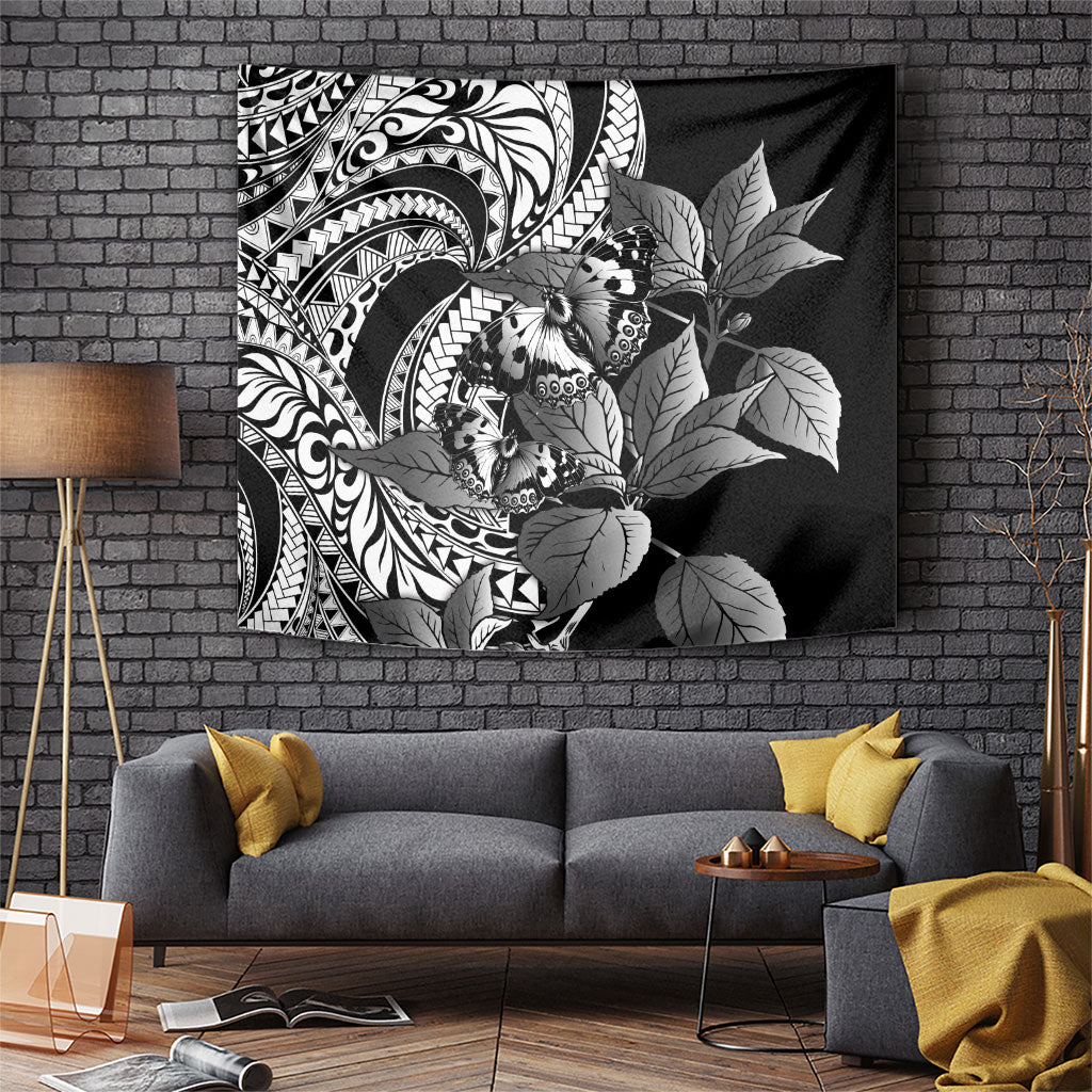 Kamehameha Butterfly Hawaii Tapestry Hawaiian Pulelehua Mamaki Black Color LT14 Black - Polynesian Pride