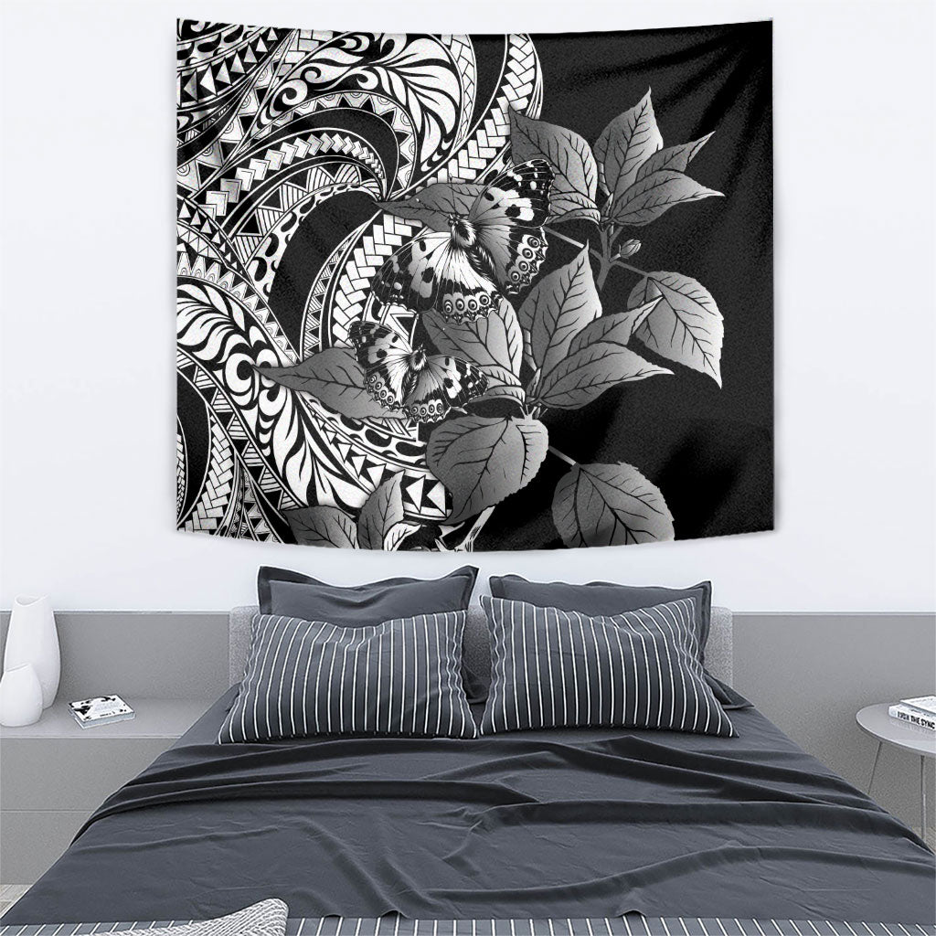 Kamehameha Butterfly Hawaii Tapestry Hawaiian Pulelehua Mamaki Black Color LT14 - Polynesian Pride