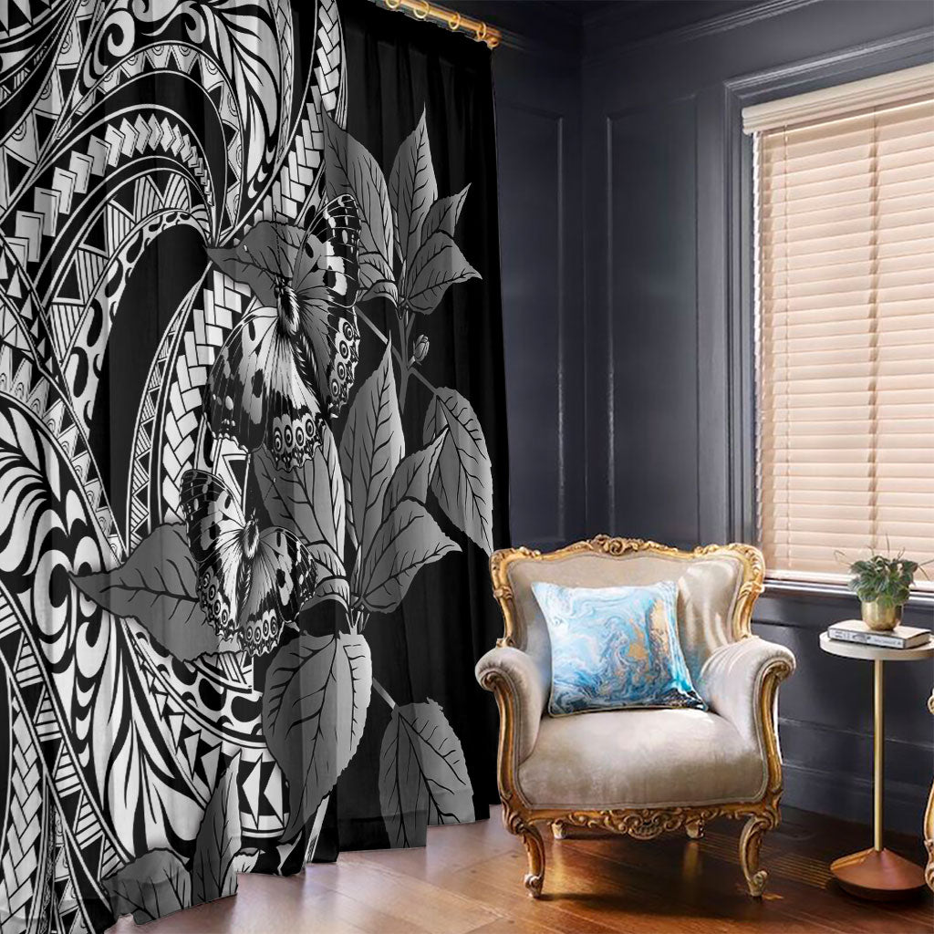 Kamehameha Butterfly Hawaii Window Curtain Hawaiian Pulelehua Mamaki Black Color LT14 - Polynesian Pride