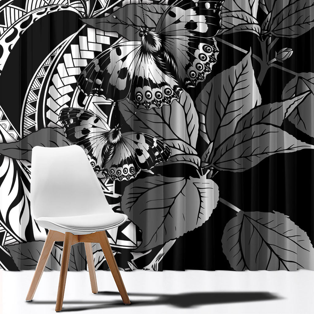 Kamehameha Butterfly Hawaii Window Curtain Hawaiian Pulelehua Mamaki Black Color LT14 - Polynesian Pride