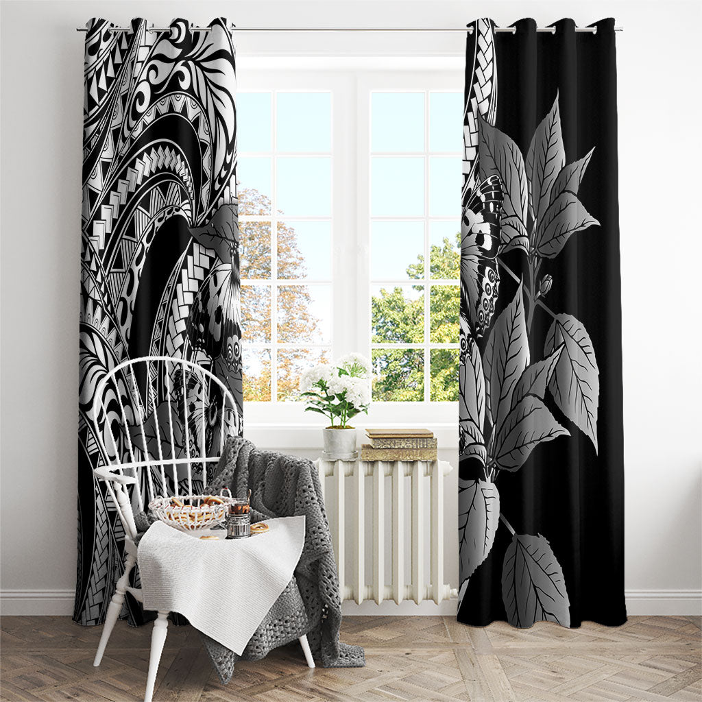 Kamehameha Butterfly Hawaii Window Curtain Hawaiian Pulelehua Mamaki Black Color LT14 - Polynesian Pride