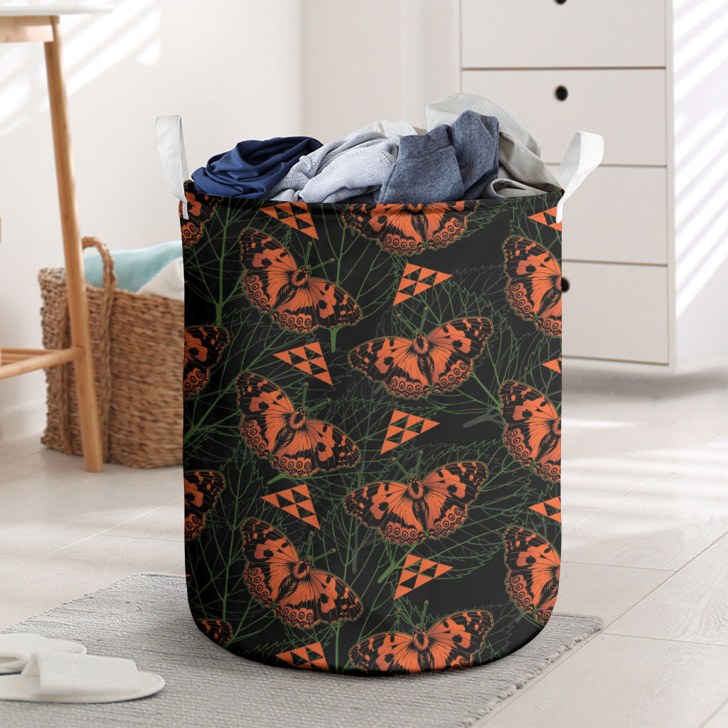 Kamehameha Butterfly Mamaki Hawaii Laundry Basket Pulelehua Hawaiian Kakau Seamless Style