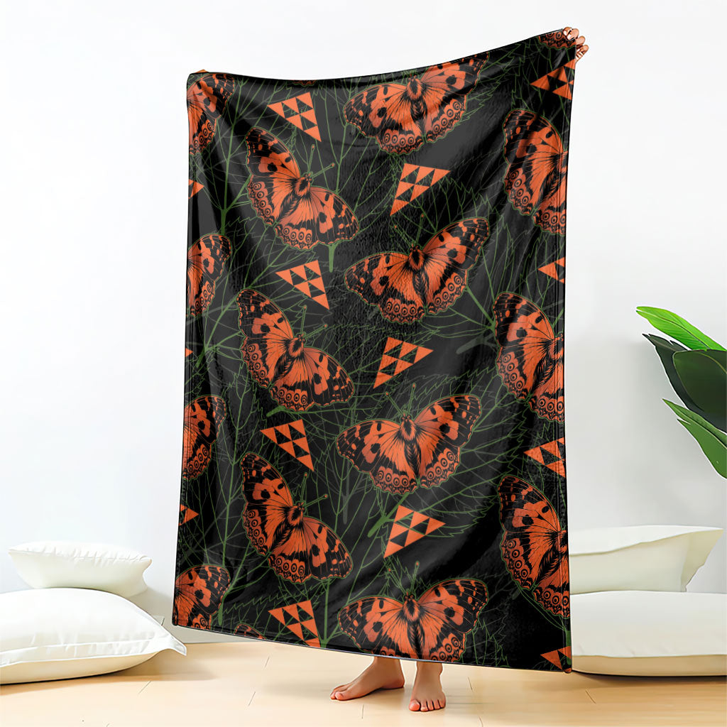 Kamehameha Butterfly Mamaki Hawaii Blanket Pulelehua Hawaiian Kakau Seamless Style LT14 - Polynesian Pride