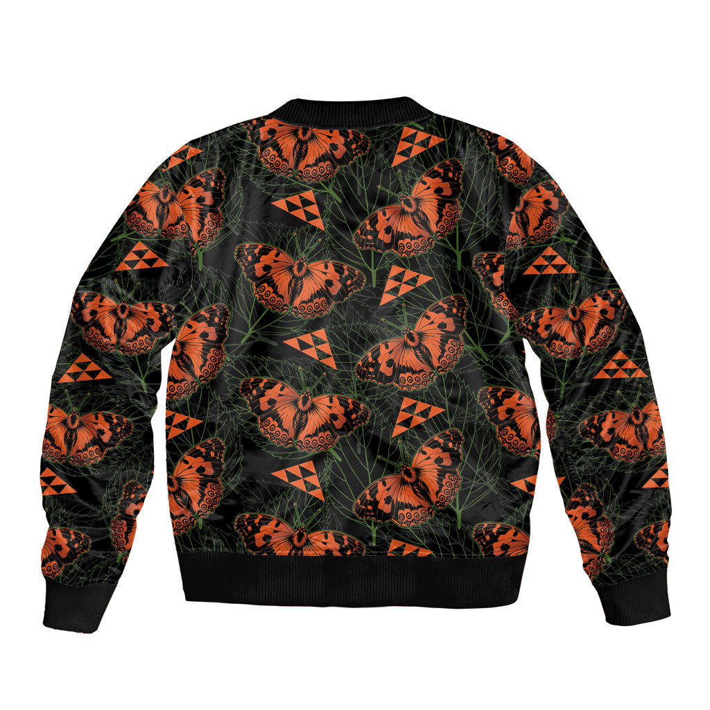 Kamehameha Butterfly Mamaki Hawaii Bomber Jacket Pulelehua Hawaiian Kakau Seamless Style LT14 - Polynesian Pride