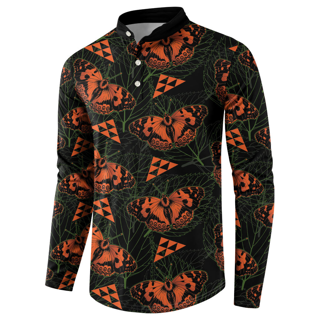 Kamehameha Butterfly Mamaki Hawaii Button Sweatshirt Pulelehua Hawaiian Kakau Seamless Style