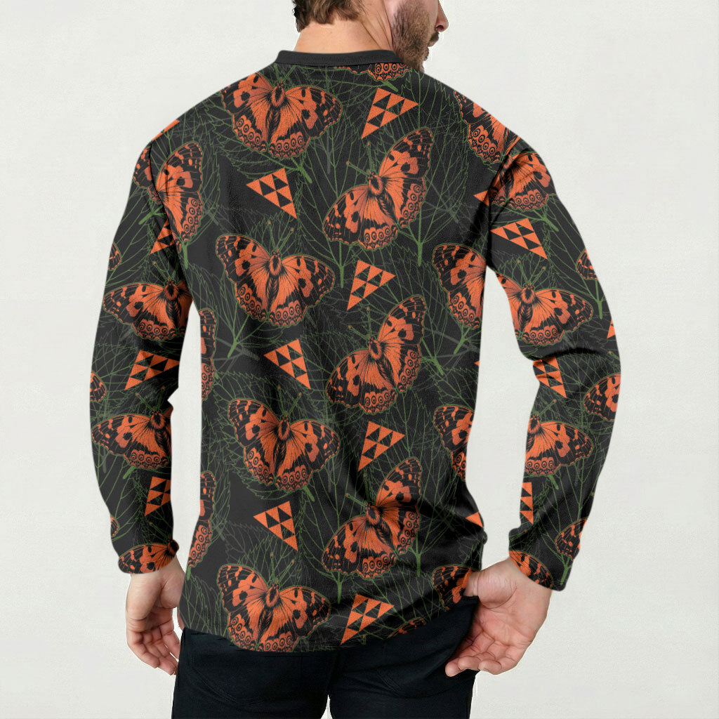 Kamehameha Butterfly Mamaki Hawaii Button Sweatshirt Pulelehua Hawaiian Kakau Seamless Style