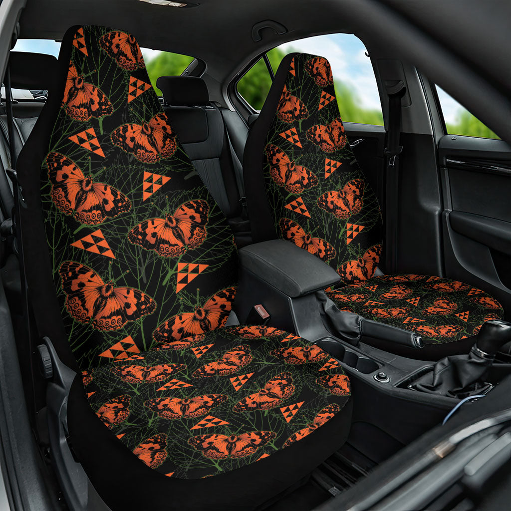 Kamehameha Butterfly Mamaki Hawaii Car Seat Cover Pulelehua Hawaiian Kakau Seamless Style LT14 One Size Black - Polynesian Pride