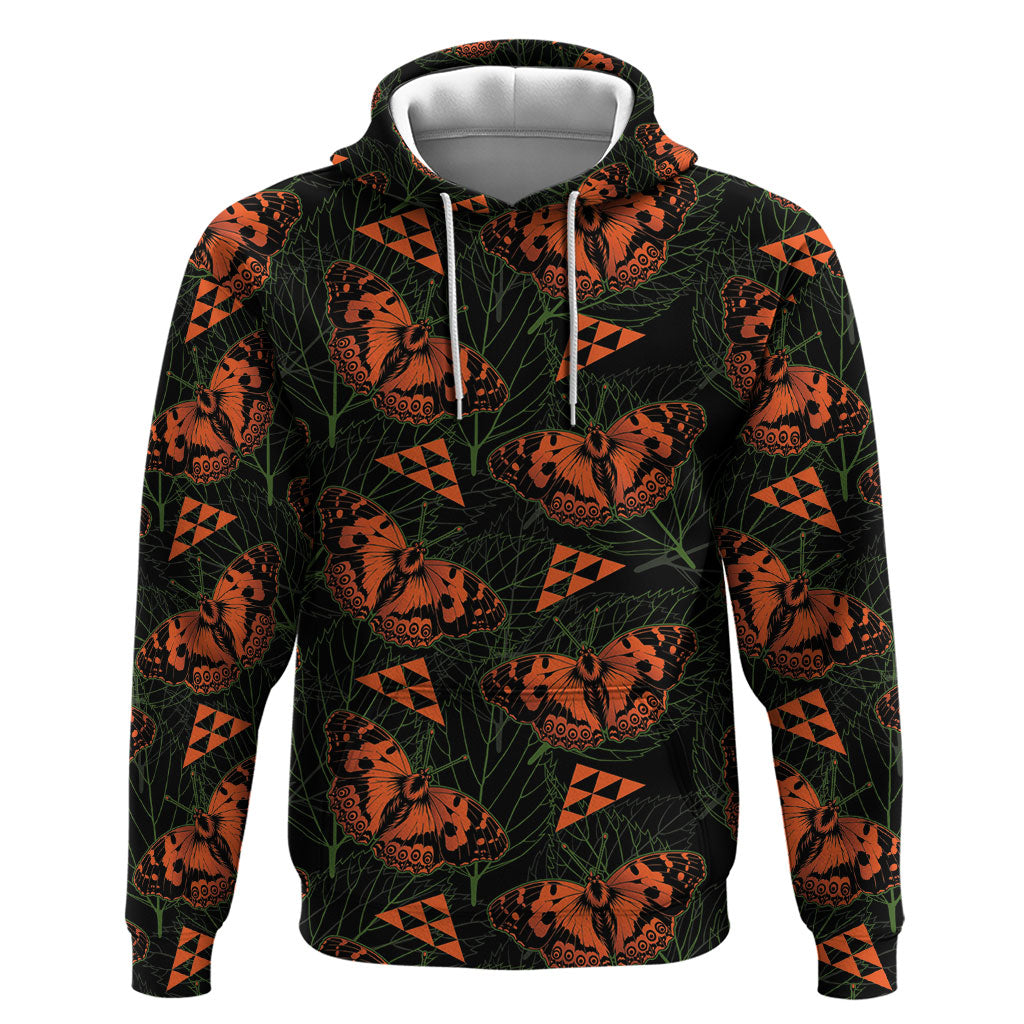 Kamehameha Butterfly Mamaki Hawaii Hoodie Pulelehua Hawaiian Kakau Seamless Style
