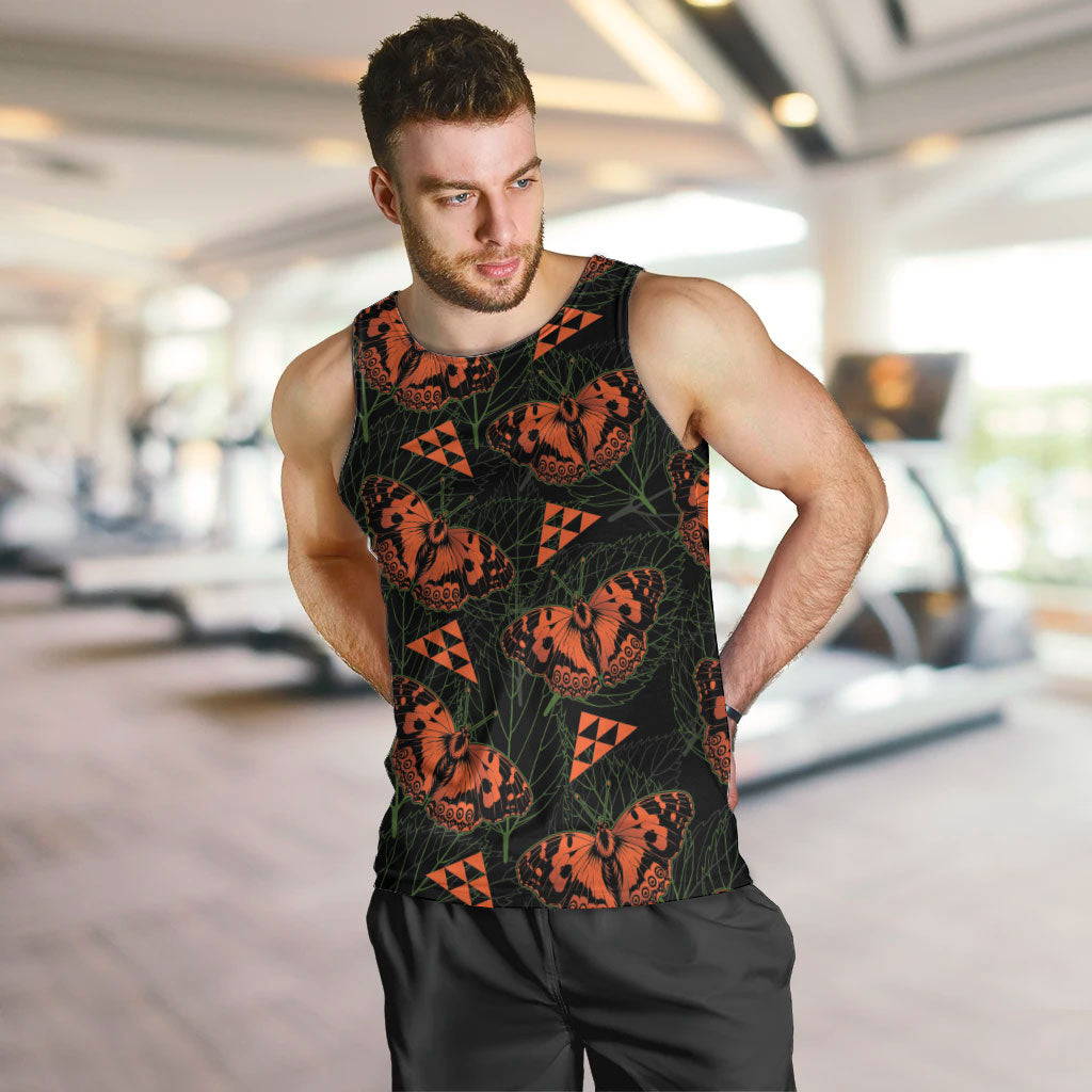 Kamehameha Butterfly Mamaki Hawaii Men Tank Top Pulelehua Hawaiian Kakau Seamless Style