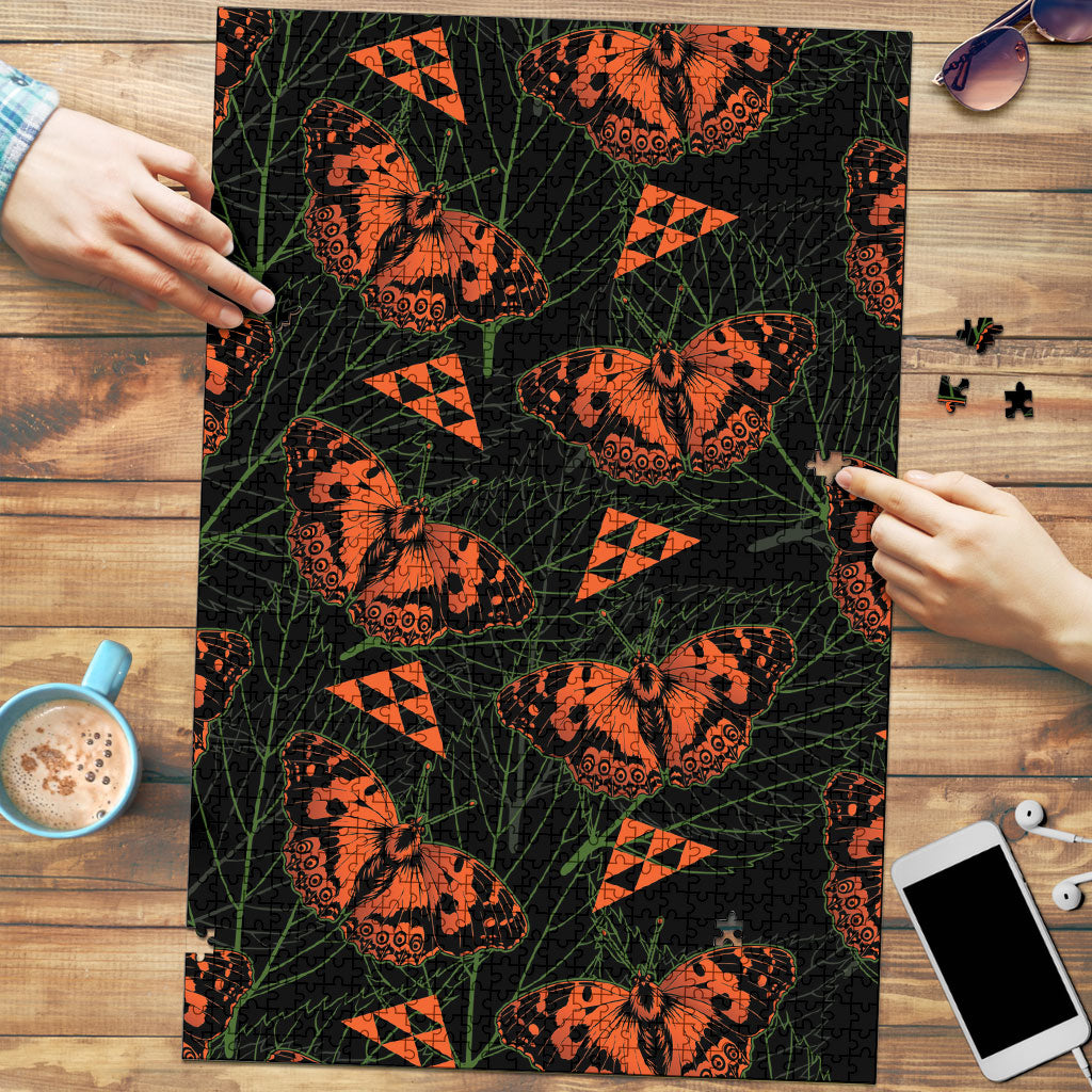 Kamehameha Butterfly Mamaki Hawaii Puzzle Pulelehua Hawaiian Kakau Seamless Style