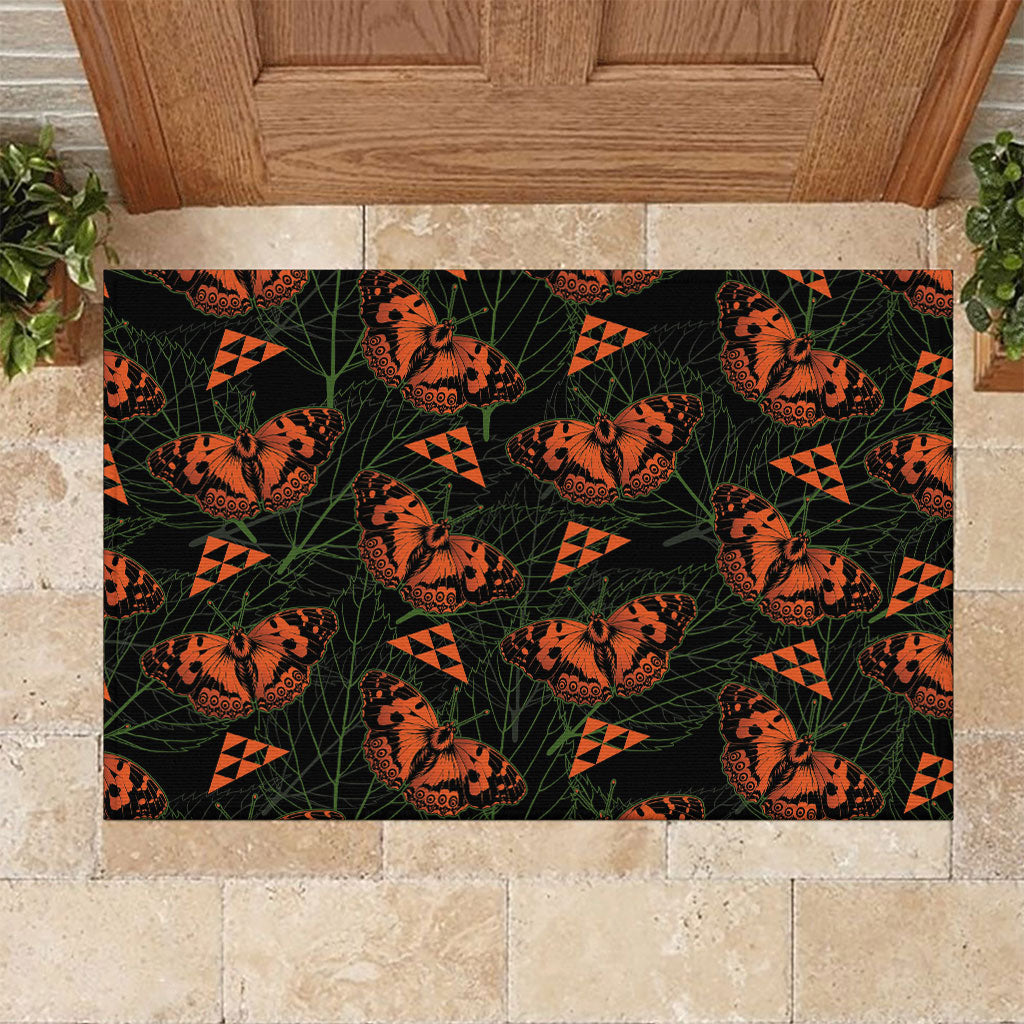 Kamehameha Butterfly Mamaki Hawaii Rubber Doormat Pulelehua Hawaiian Kakau Seamless Style