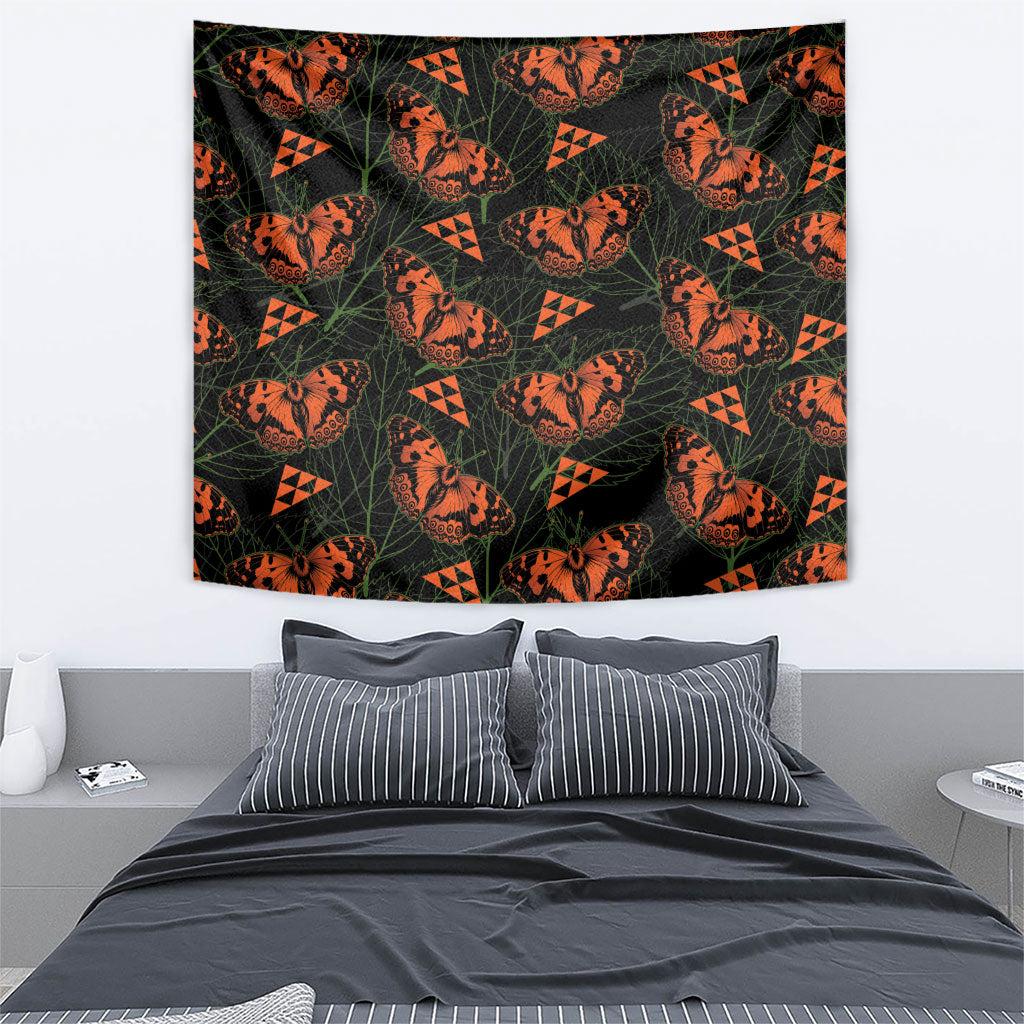 Kamehameha Butterfly Mamaki Hawaii Tapestry Pulelehua Hawaiian Kakau Seamless Style LT14 - Polynesian Pride