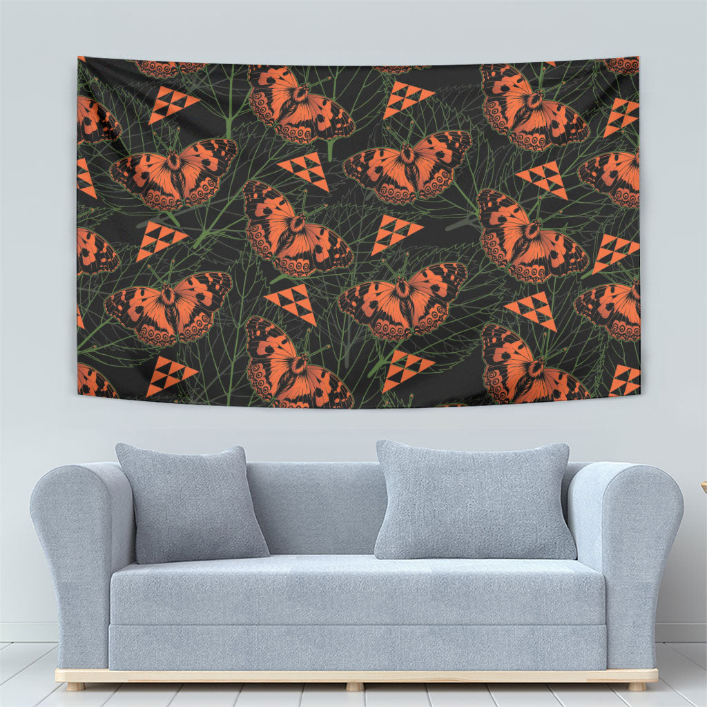 Kamehameha Butterfly Mamaki Hawaii Tapestry Pulelehua Hawaiian Kakau Seamless Style LT14 - Polynesian Pride