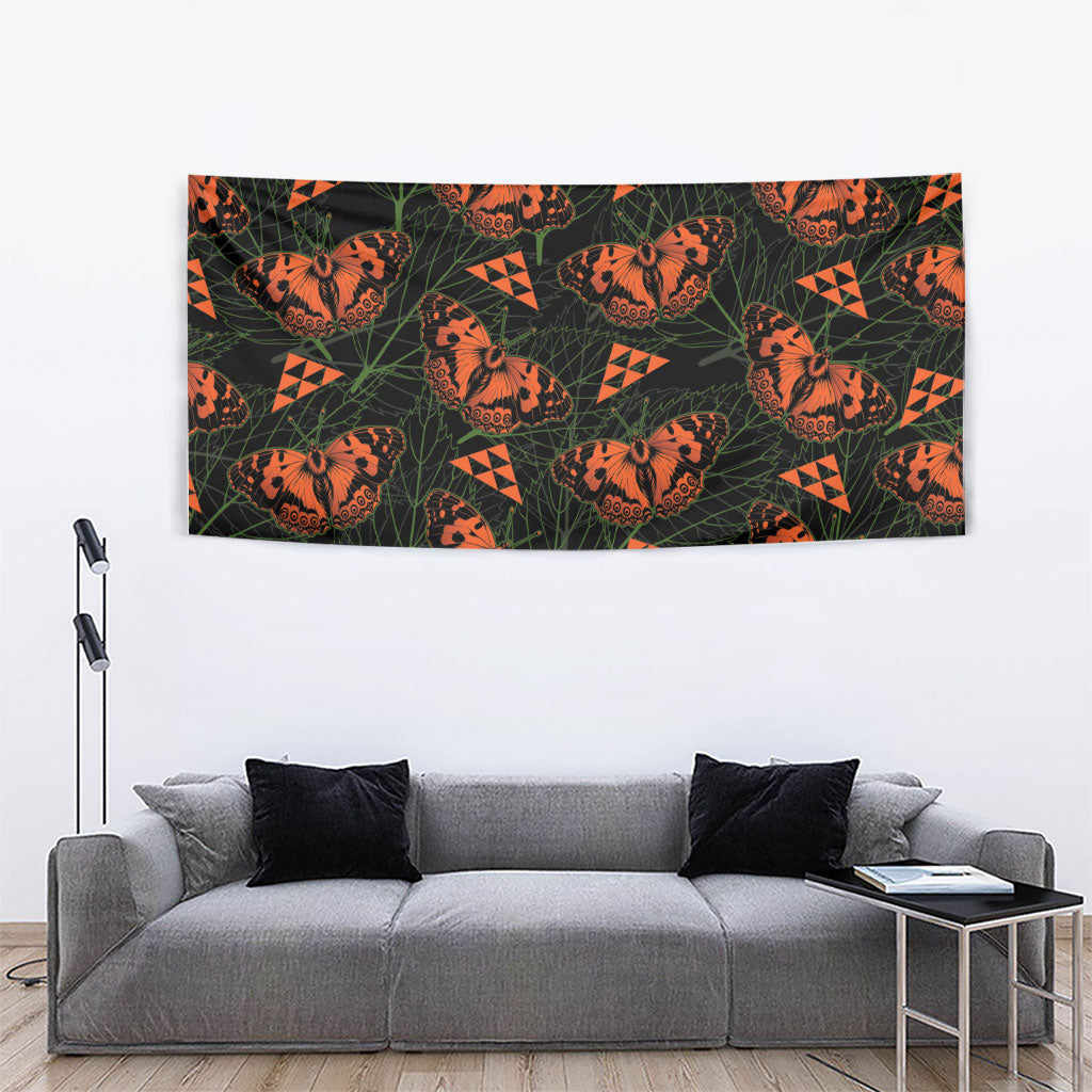 Kamehameha Butterfly Mamaki Hawaii Tapestry Pulelehua Hawaiian Kakau Seamless Style LT14 - Polynesian Pride