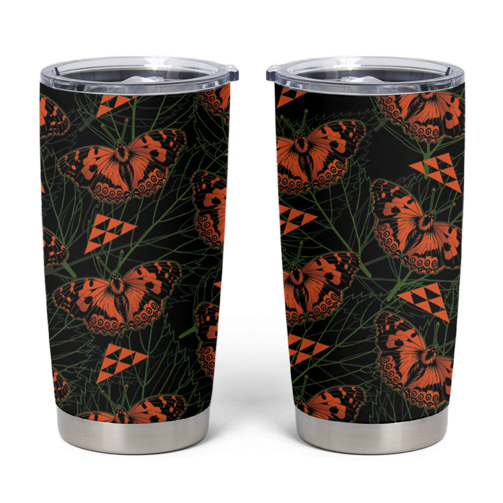 Kamehameha Butterfly Mamaki Hawaii Tumbler Cup Pulelehua Hawaiian Kakau Seamless Style