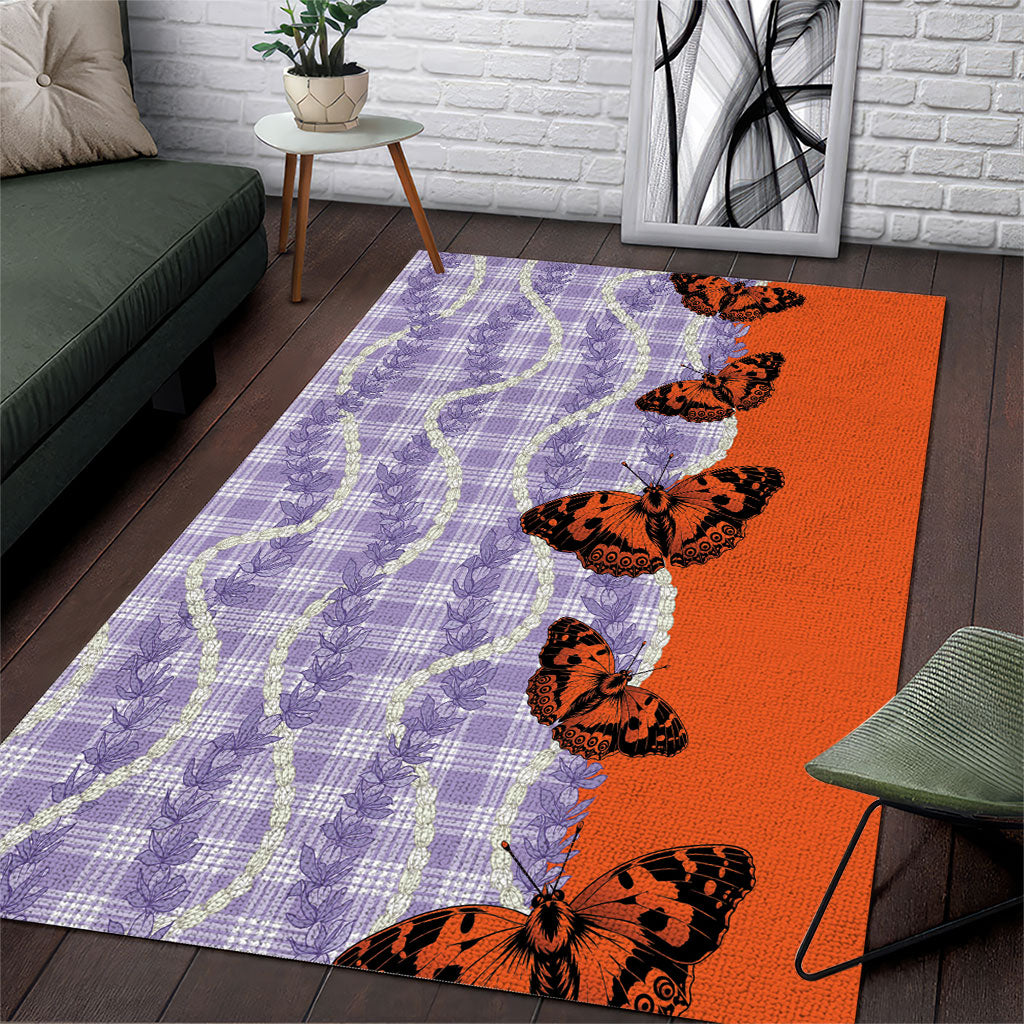 Kamehameha Butterfly Palaka Hawaii Area Rug Pulelehua Honohono Pikake Lei