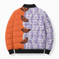 Kamehameha Butterfly Palaka Hawaii Bomber Puffer Jacket Pulelehua Honohono Pikake Lei